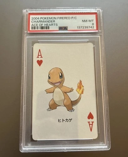 PSA 8  2004 POKEMON LEAFGREEN VERSION PLAYING CARDS CHARMANDER ACE OF HEARTS