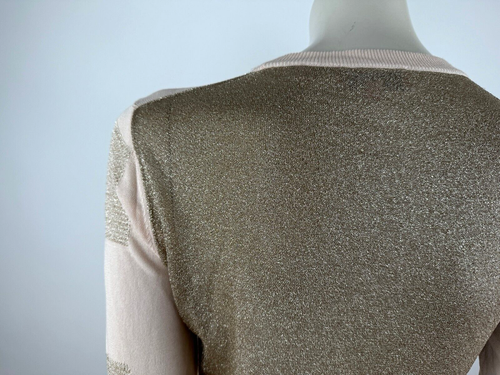Ted Baker Metallic Striped Sweater Women 1 EUC Lightweight 3/4 Sleeve Pullover - Picture 12 of 13