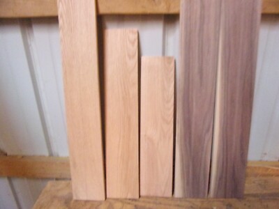 5 PC 2 PC WALNUT 3 PC RED OAK WOOD BOARDS KILN DRIED LOT 1876V RECLAIMED FLAT