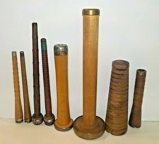 Lot of 8 Vintage Antique Wooden Textile Mill Thread Spools 