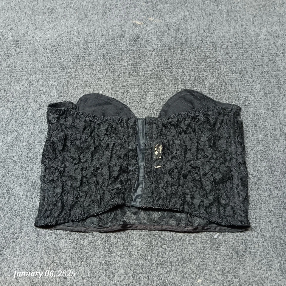 Sutiã Feminino Vintage Victoria Secret Preto Sem Alças Longline Renda 36 Underwired - Imagem 2 de 4