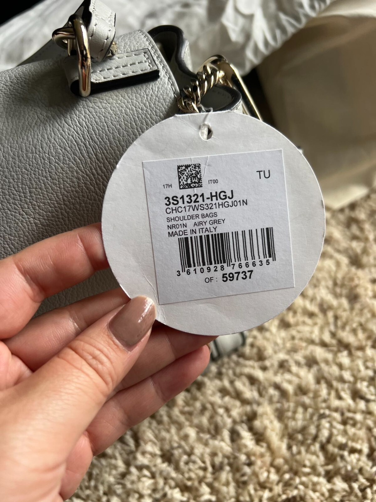 100percent Authentic Chloe Faye Day Mixed Flap Medium Shoulder, Light Grey, Tag $1,990 image 2