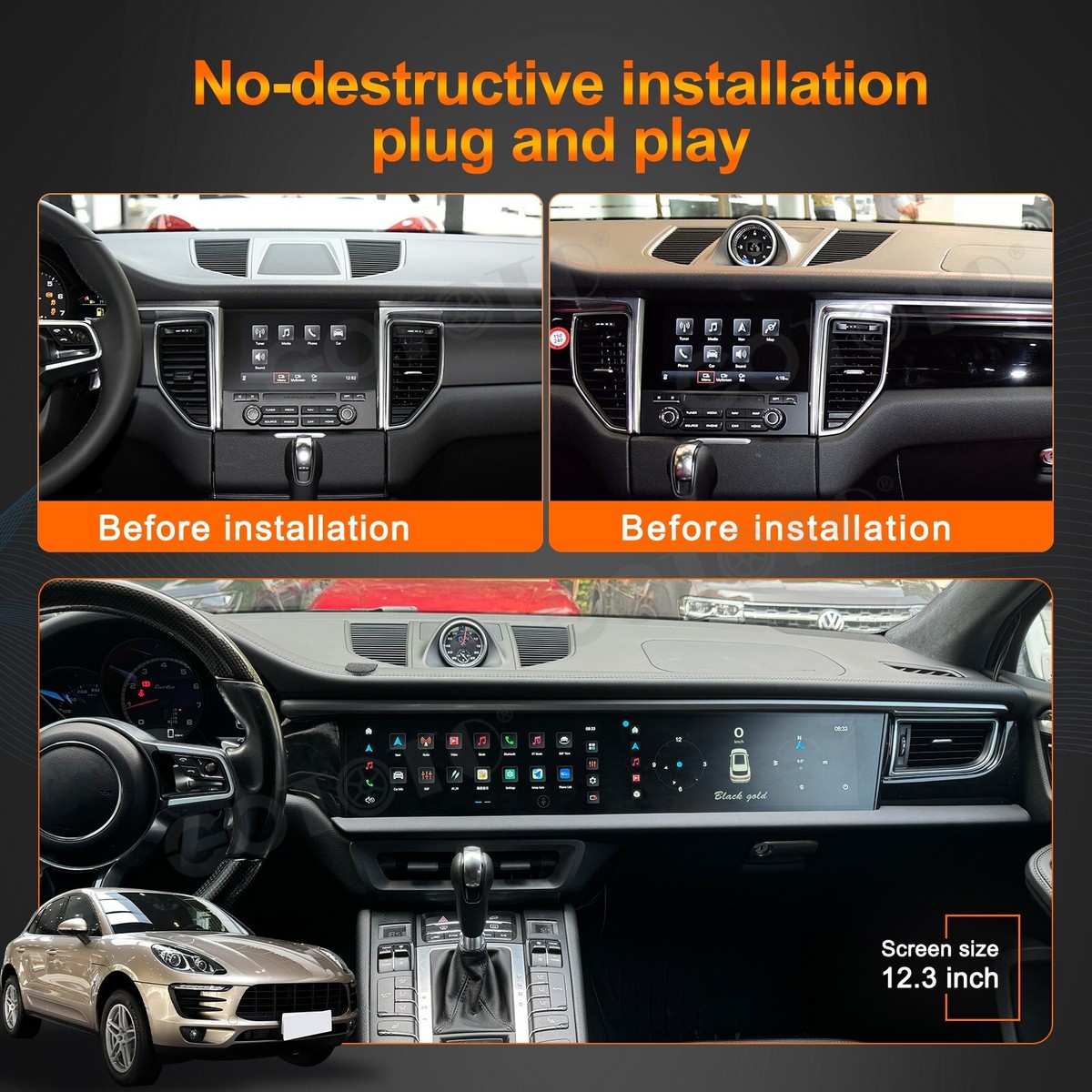 Dual Screen Android Car Radio GPS Navi for Porsche Macan 14~17 