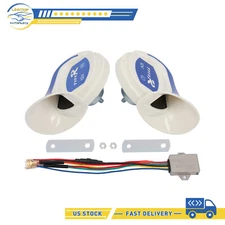 12V 110DB 90mm Blue & White ABS Plastic Fits for Motorcycle Car Truck Horn new