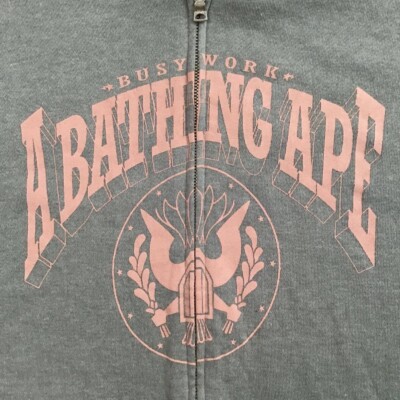 BAPE Logo Zip Hoodie Pink × Gray A Bathing Ape Size M | eBay