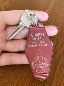 Vintage Budget Motel Hotel O’Neil HWY Dunmore PA 18512 Room Key & FOB No 5
