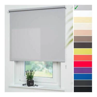 Seitenzugrollo Kettenzugrollo Uni Tageslicht Fenster hellgrau Sonnenschutz - Bild 1 von 4