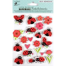 Stickers 3D Little Birdie Ladybug Love Glitter Cute Ladybugs Flowers Hearts (DC)
