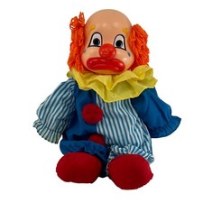 vintage daking clown hand puppet happy  sad face cherry  teary 1982