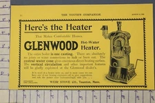 1899 GLENWOOD WATER HEATER WEIR STOVE COMPANY DECOR HISTORIC AD A-1822