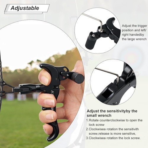Ayuda de liberación de arco compuesto lata ajustable gira 360° liberación de pulgar 4 dedos agarre - Imagen 6 de 12