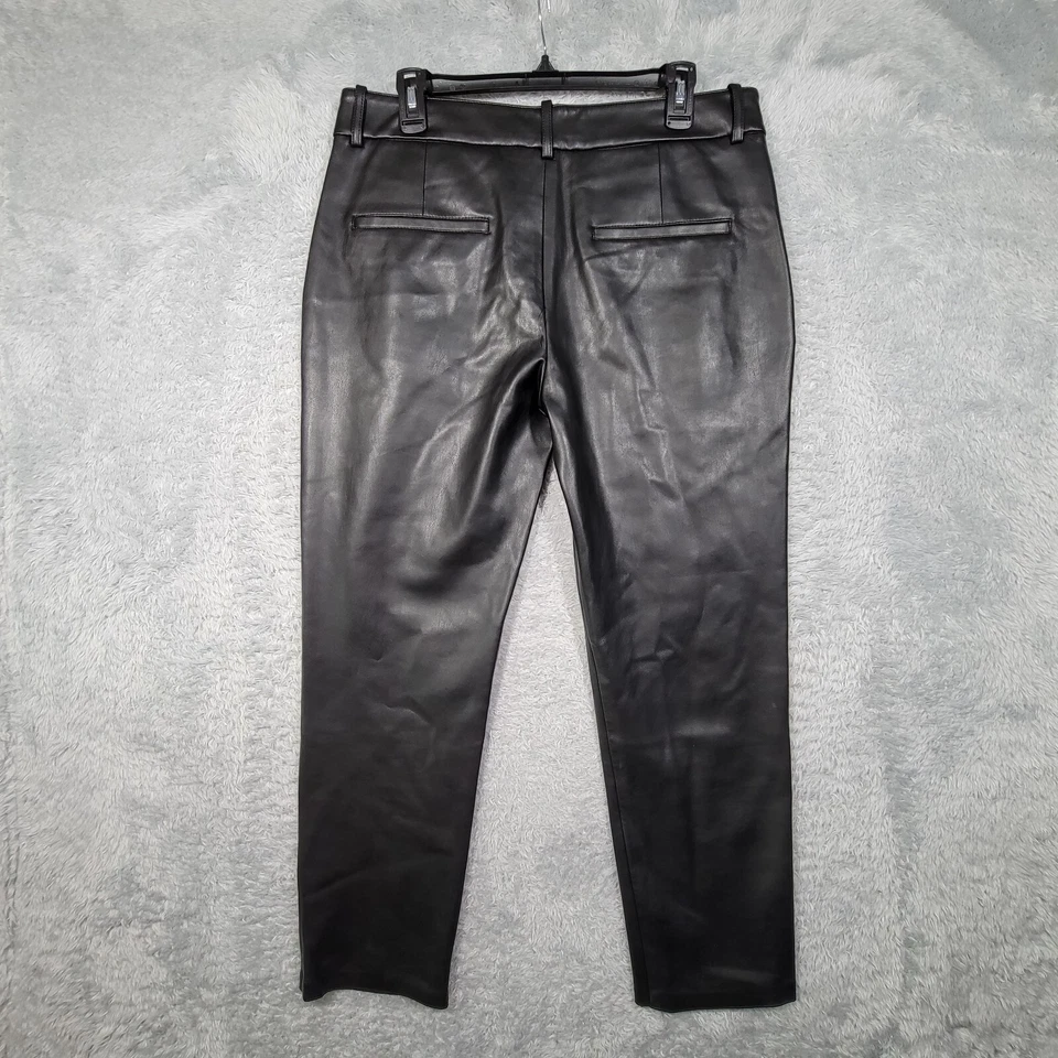 Pantalones Zara imitación cuero para mujer 10 negros tiro alto cónicos 34x27 Foto 2 de 4