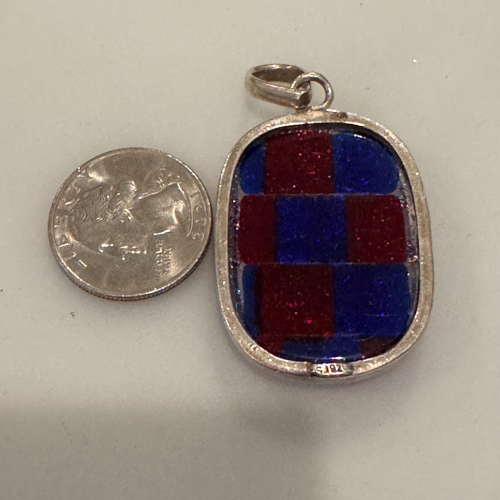 Signed SJ925 Patchwork Dichroic Glass Sterling Si… - image 4