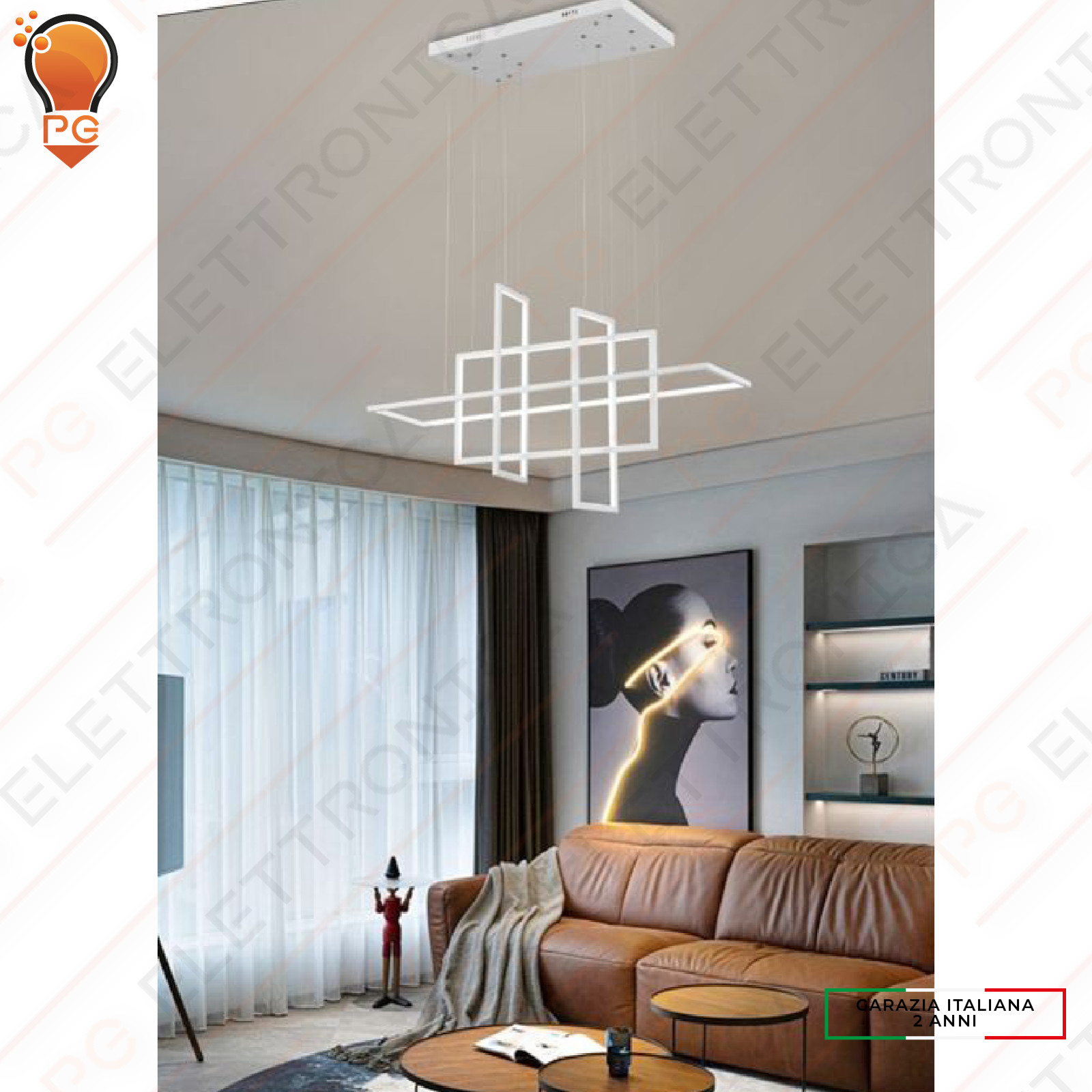 Plafoniera LED 98W Alta Luminosità - 4 Rettangoli - Tre Tonalità Luce