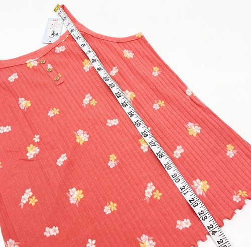 Cat & Jack Girls Size XXL 18 Rib Knit Tank Top Floral Coral - Picture 5 of 9