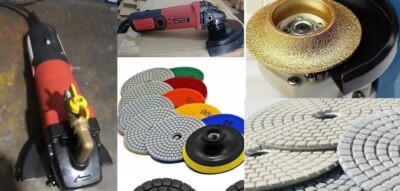 Wet Polisher 3/8'' & 3/4'' Radius Bullnose Router 25 Pad Granite Concrete Glass