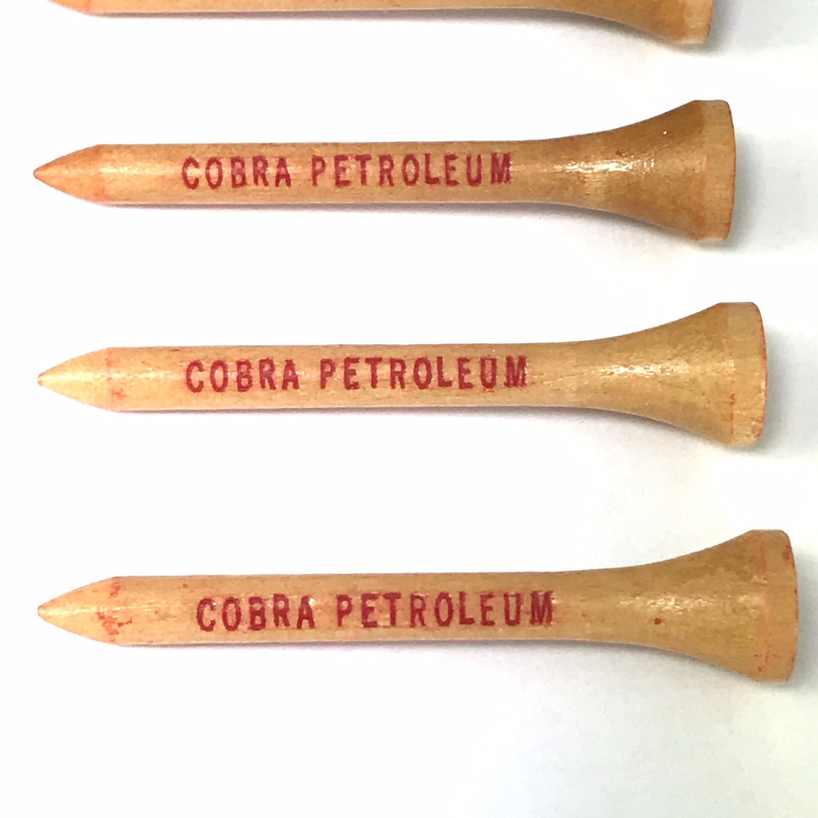 Cobra Petroleum Promotional Vintage Wooden Golf Tees Advertising Lot of 4 New