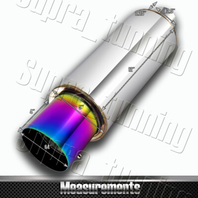 Universal Rainbow Burnt Tip Stainless T304 Exhaust Muffler ( 4'' Tip 2.5'' Inlet )