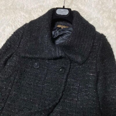 Ballsey Tomorrowland wool mohair glitter knit coat black 38 so | eBay