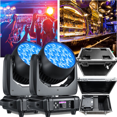 2stk LED Zoom Beam Wash Moving Head Mit Flightcase RGBW DMX Bühnenlicht dj Show