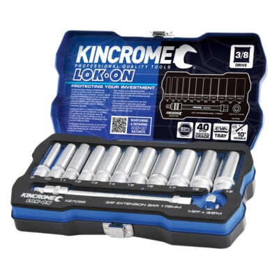 #ad KINCROME LOK ON 13 Piece 3 8quot; Drive METRIC Socket amp; Extension Set w Case K27056 AU $109.95
