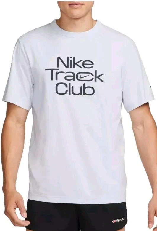 Mens Nike Dri-FIT Track Club UPF40+ Running Football Grey Top Size Large