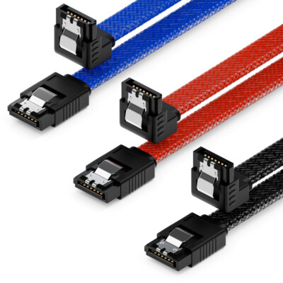 3x SATA 3 Kabel Nylon Festplattenkabel SSD HDD Festplatte 6Gbit/s Datenkabel