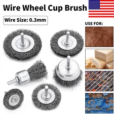 6Pcs Wire Wheel Cup Brush Set 0.3mm Stainless Steel Wire Shank Drill Attachments