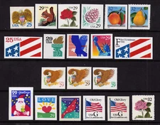 1989-1995 US Regular Issue Set of 20 Booklet Singles Self Adhesive - MNH Fresh