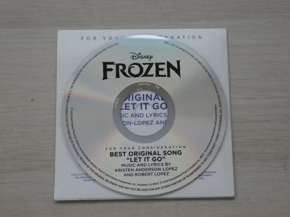 Frozen Let it Go CD Single FYC Best Original Song Kristen Anderson Lopez Robert - Image 2 of 4