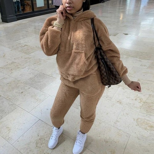 Tracksuit Casual Plush Warm Fluffy Suit 