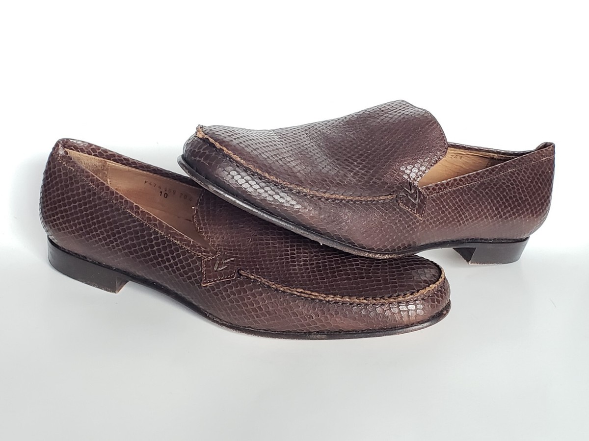 John Varvatos Brown Snake Skin Loafers Made in Italy Size 10  display picture 2