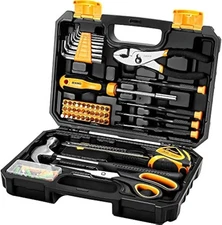 50-Piece Essential Home Hand Tool Kit with Plastic Toolbox for Office College
