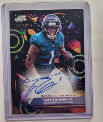 2025 Topps Cosmic Chrome Travis Etienne Jr Black Refractor Auto 8/10 On-card
