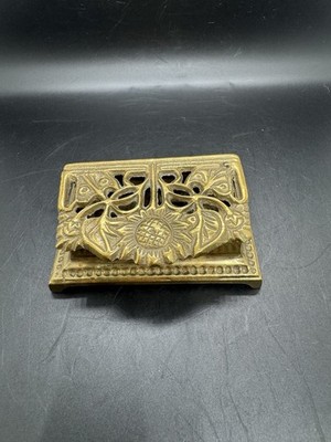 Vintage Jugendstil Messing Briefmarkenbox 2 Fächer Deko