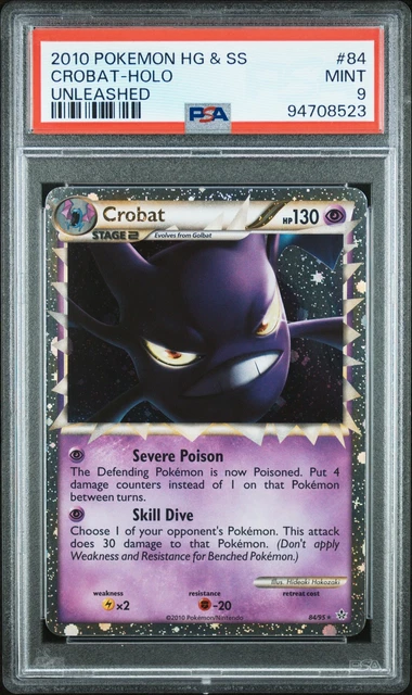 2010 POKEMON HEARTGOLD & SOULSILVER UNLEASHED #84 CROBAT-HOLO PSA 9