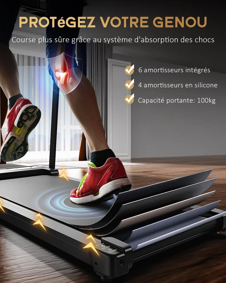 Tapis de Course Pliable Motorisé 10 km/h - Compact pour Maison et Bureau - Photo 4/4
