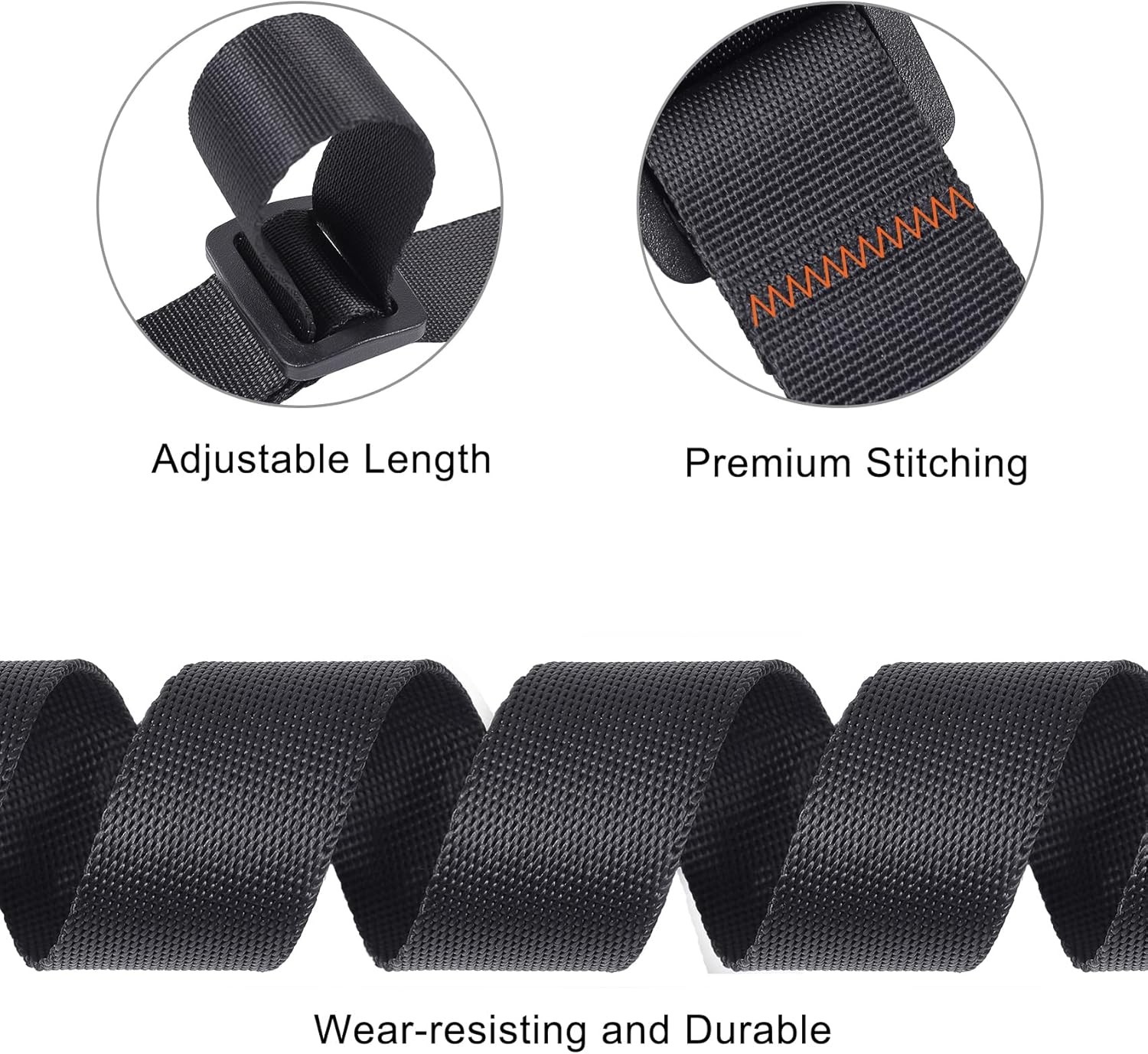 Buckle Straps with Clips, Adjustable Nylon 6’x1, Black 