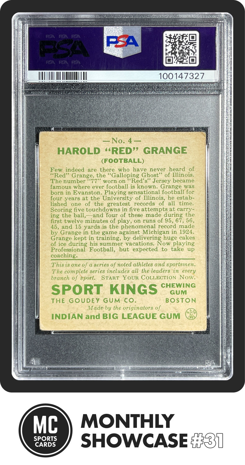 HAROLD RED GRANGE PSA 3 1933 GOUDEY SPORT KINGS GUM #4 ROOKIE RC VG view 2