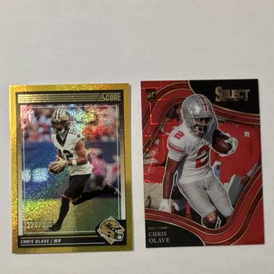 Chris Olave  2024 Score Gold Glitter /50 & 2022 Select Field Level Red Lazer RC