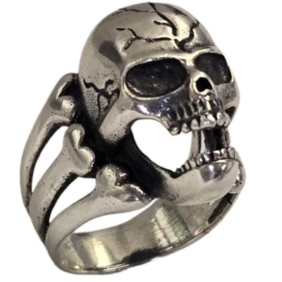 Artistic Vintage Skull And Bones Sterling Silver Biker Ringsz11