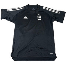 Adidas Mens M Black 3-Stripes Raglan Sleeve Aeroready Performance T-Shirt NWT