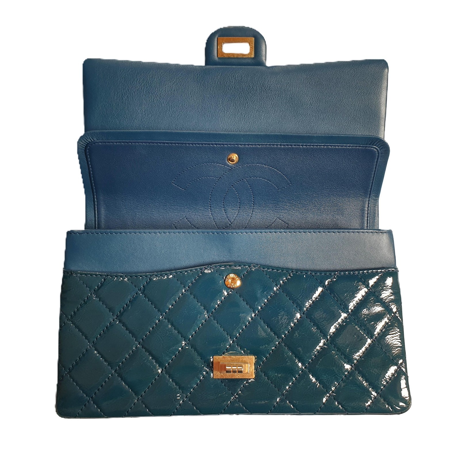 CHANEL 2.55 Reissue Medium Petrol Gold Hardware - Rare Color - Very Clean image 6