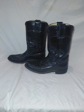 Vintage Justin roper cowboy boots womens 6 B black leather western L 3703