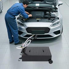 25 Gallon Low Profile Heavy Truck Car Oil Drain Pan w/ Electric Pump & Wheels
