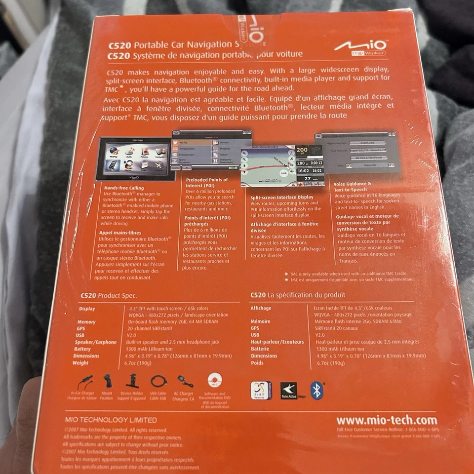 Mio DigiWalker C520 Widescreen GPS Digital Multimedia Player 4.3” Sealed New - Image 3 of 4