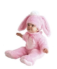 Way To Celebrate Pink Bunny Costume Girls Infants 0-6 Months Gingham Belly NEW