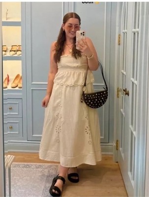 Zara SS25 Embroidered Eyelet Skirt Sz L Ecru 8741/080 NWT | eBay