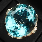 925 STERLING SILVER HANDMADE RINGS CHARMING BLUE AQUAMARINE OVAL 31.05CT JEWELRY