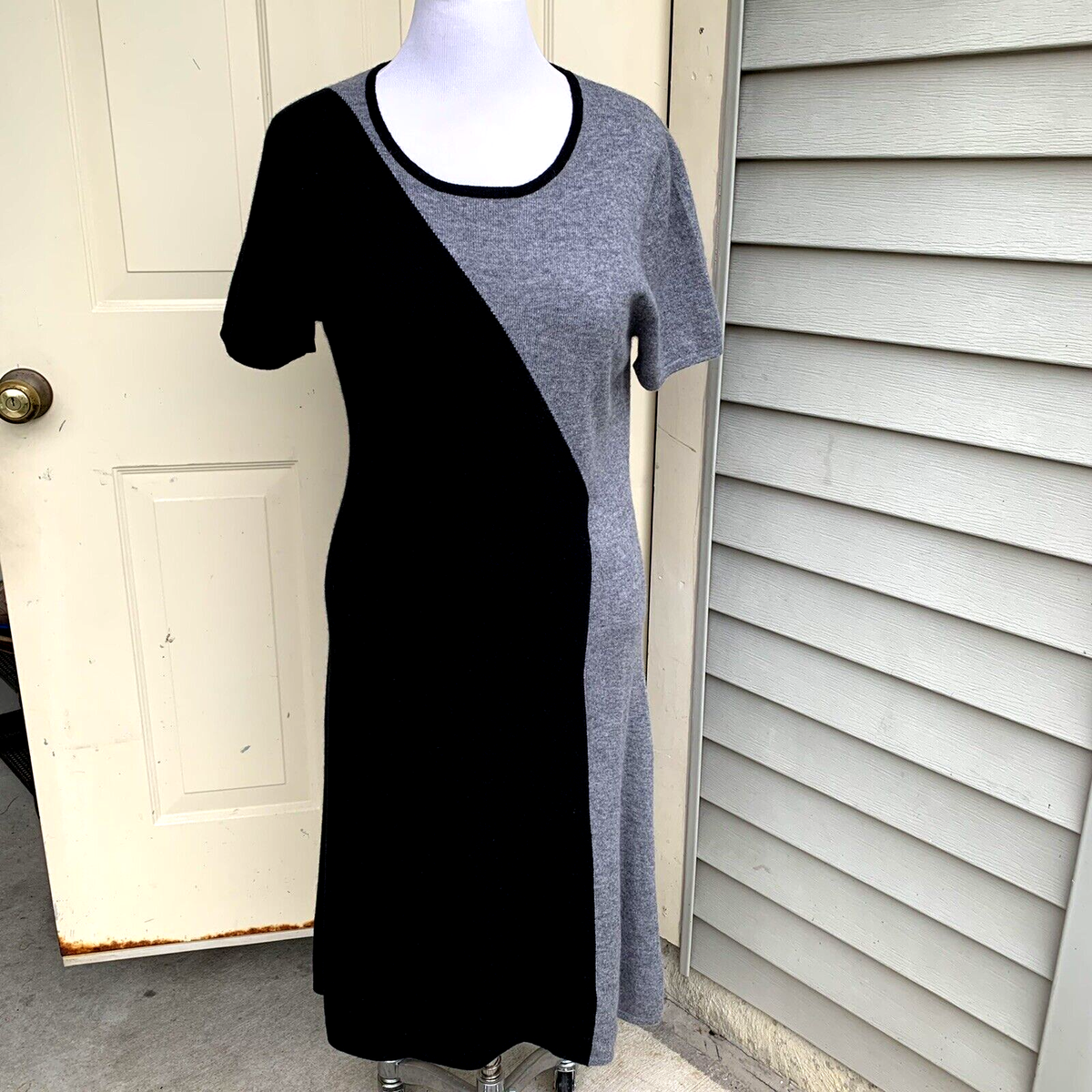 a line cashmere dress Womens Cashmere Wrap Dress Long Sleeve Elegant A-Line Midi Dress Beige / XS